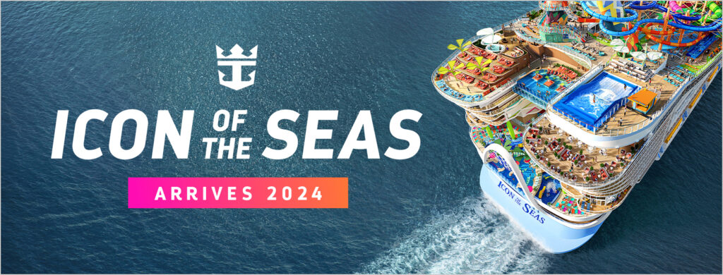 Royal Caribbean ship Icon of the Seas arrives 2024 sailing on the ocean